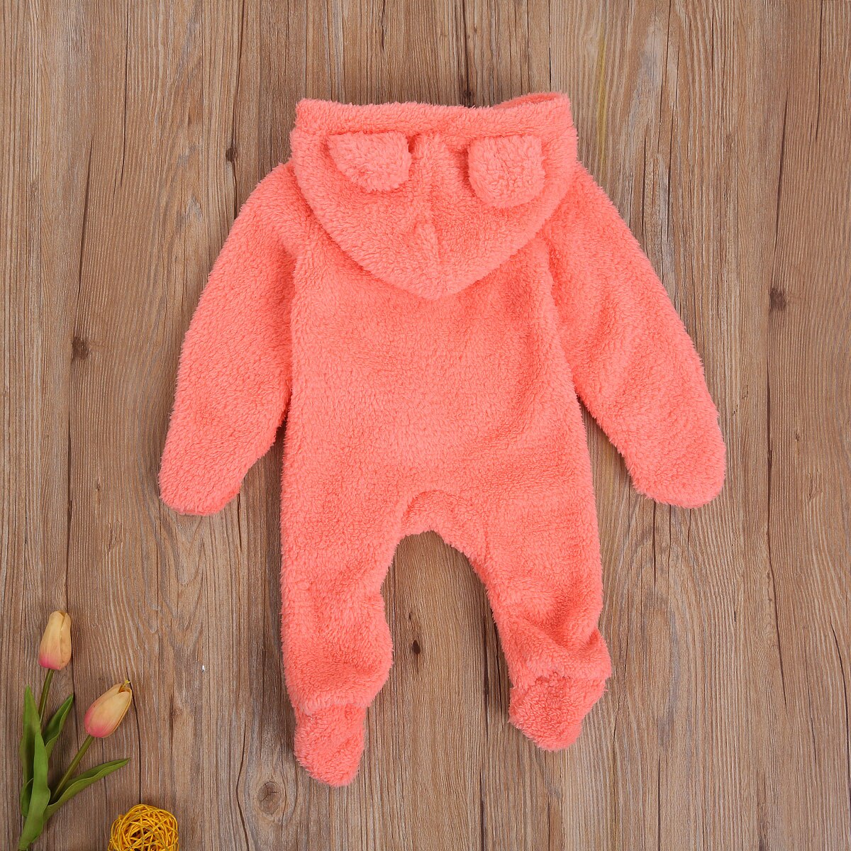 Herfst Winter Baby Kleding Meisjes Jongens Rompertjes Bont Tie-Dye Print Lange Mouwen Rits 3D Oor Hoodie Mooie footies Jumpsuits