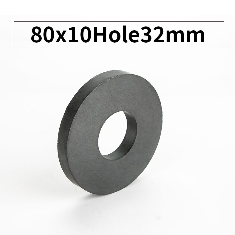Rkzct 1 st rund ring svart ferritmagnet 7 storlek permanenta keramiska magneter 60 x 10 70 x 10 80 x 10 hål 32 50 x 10 80 x 15 100 x 15mm: Tyt -y80-10-1