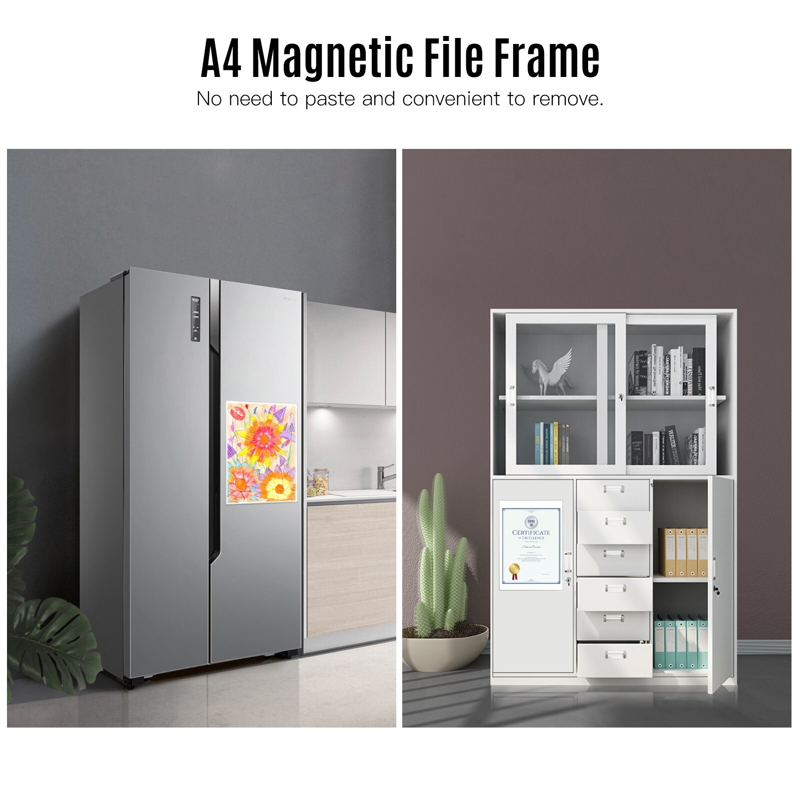A4 Document Sign Holder Pocket Magnetic File Pouch PVC Poster Picture Notice Display Frame for Whiteboard Fridge Cabinet