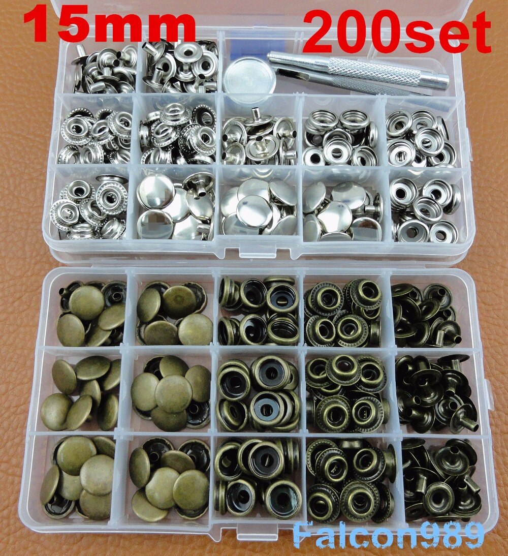 16 arten 12,5-15mm Leder Handwerk Heavy Duty Druckknöpfe Presse Stud Taste Werkzeug Set Nähen Stich Kanten rillen Cutter Messer