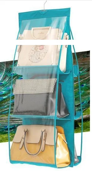 Handtaschen-Organizer zum Aufhängen, Geldbörsen-Organizer für Schrank-Organizer, Taschenaufbewahrung, Kleiderbügel, Oxford-Stoff, Schranktaschen-Organizer: Himmel Blau
