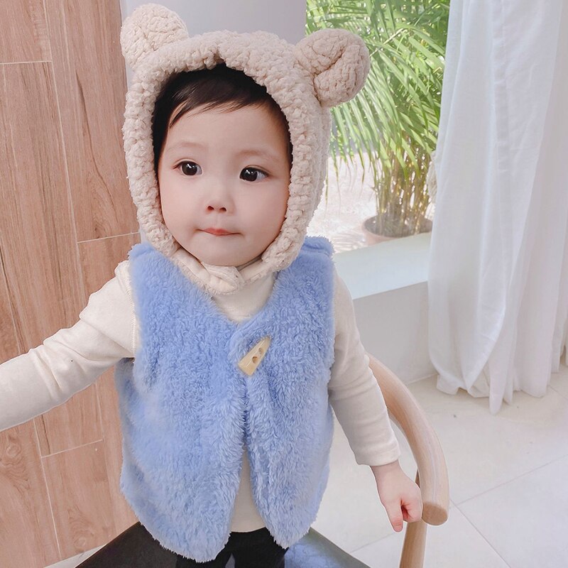 Hh Baby Herfst Wollen Vest Voor Meisjes Zachte Warme Katoenen Kleding Jongens Mode Mouwloze Kleding Kinderen Dikker Winter Vest Baby