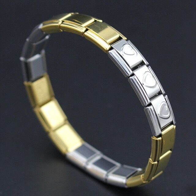 Hapiship 9mm Breite Herz Schwarz Gold Lila Blau Farbe Edelstahl Armbinde Armreif Für Mann Frauen G037: herz gold