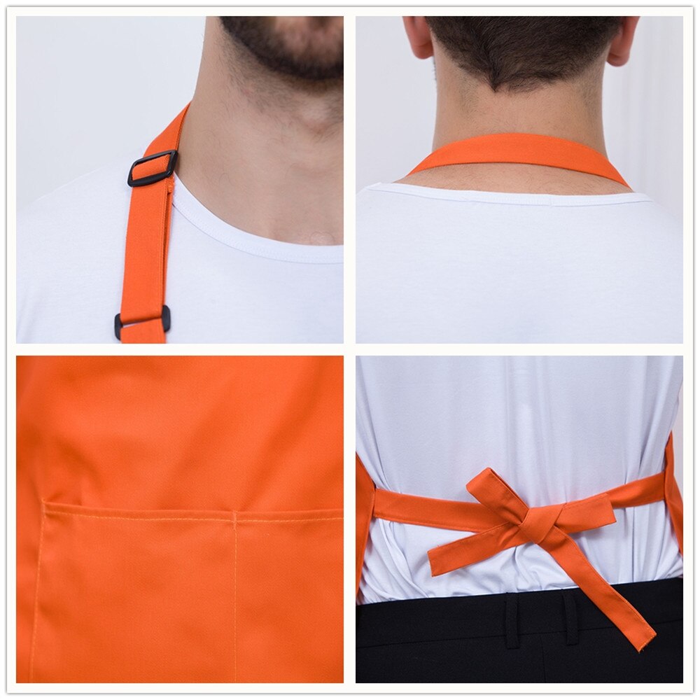 6 Color Food Service Chef Workwear Adjustable Halter Neck BBQ Apron Restaurant Bakery Hotel Waiter Cook Work Uniform