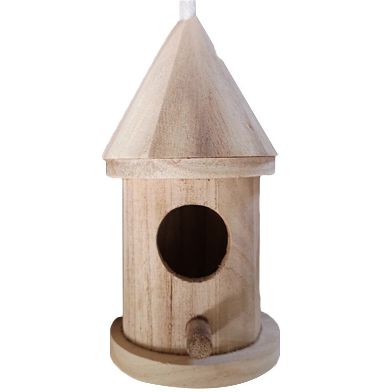 1pc Wood Birds Nest Box DIY Breeding Parrot Cockatiels Swallows Nest Outdoors Roof Wooden Bird House Hanging Decoration