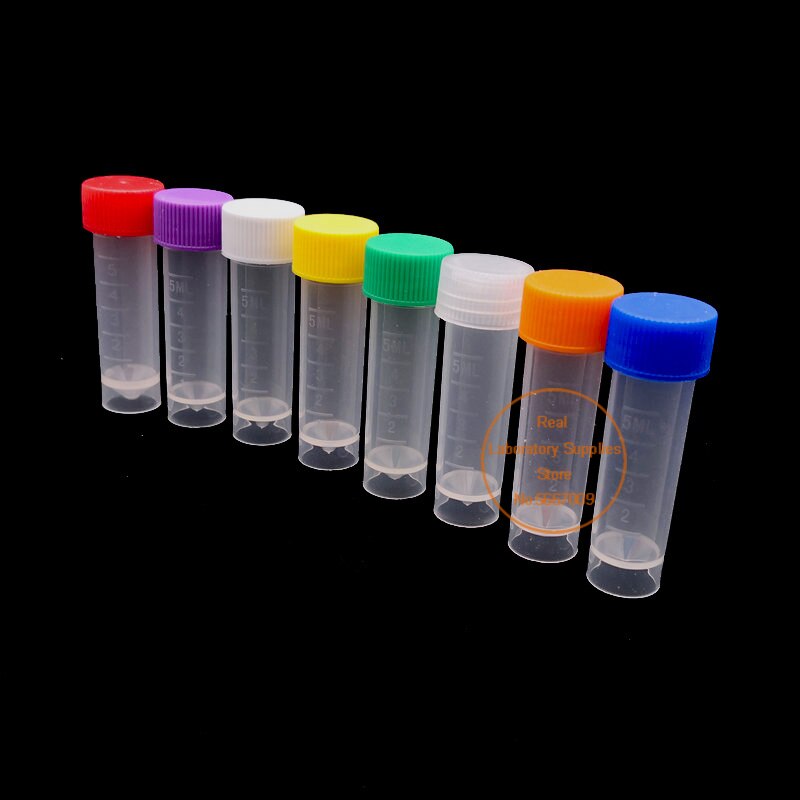 50pcs 100pcs 200pcs 300pcs 500pcs 5ml Cryovial Plastic Test Tubes Cryo Vial Freezing Tube with Gasket