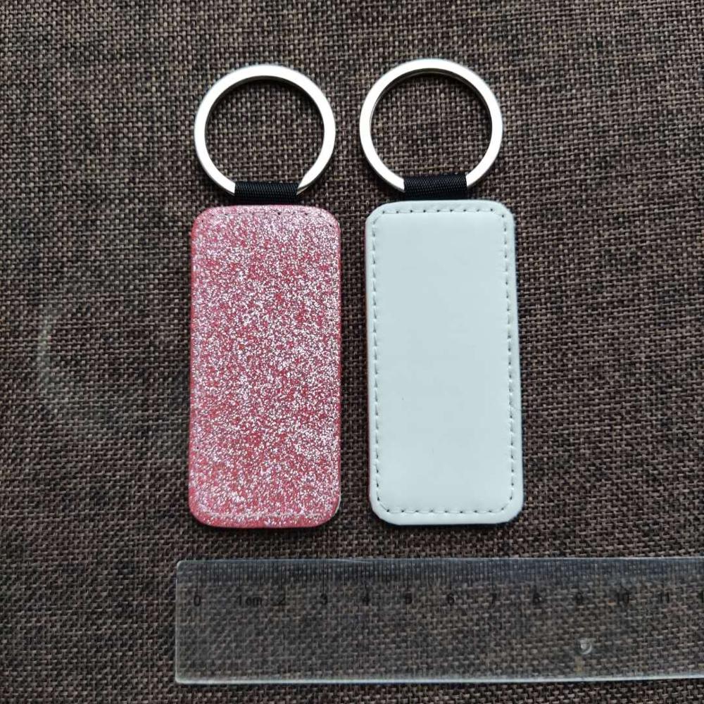 Gratis Shipping10pcs Leeg Sublimatie Bling Lederen Hanger Tags Sleutelhangers Diy Afdrukken Sublimatie Inkt Transfer Papier Afdrukken: Pink Rectangle