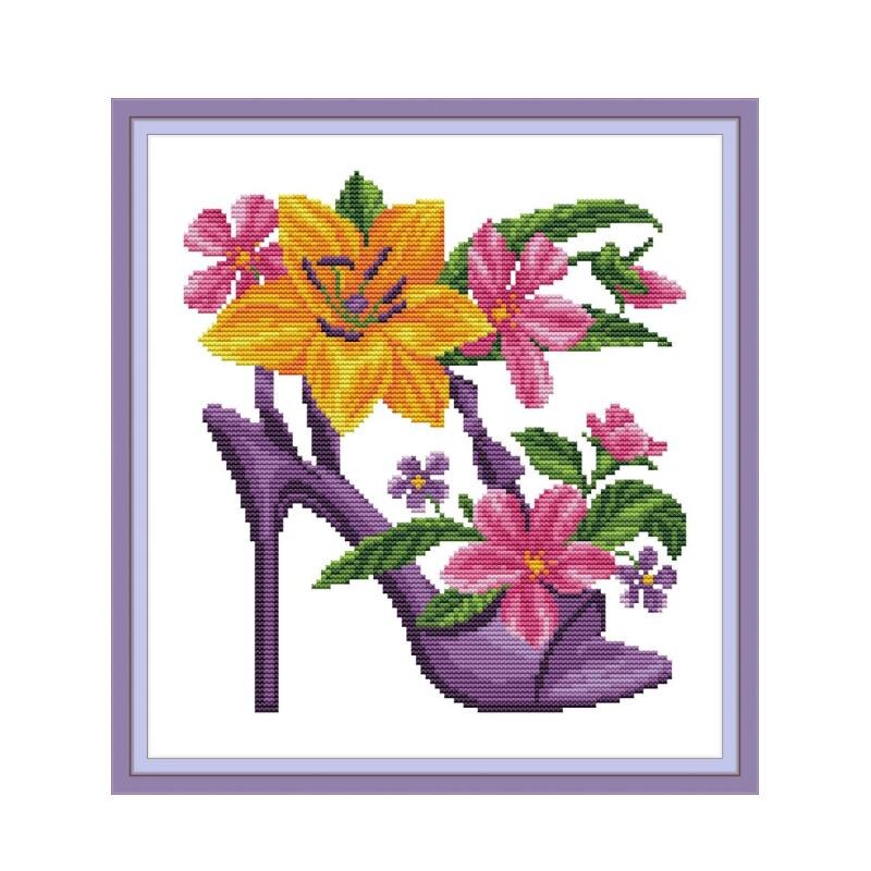 Joy Sunday High Heels Stamped Cross Stitch Kits Embroidery Kit Fabric for Cross Stitch Needles DMC Thread DIY Needlework