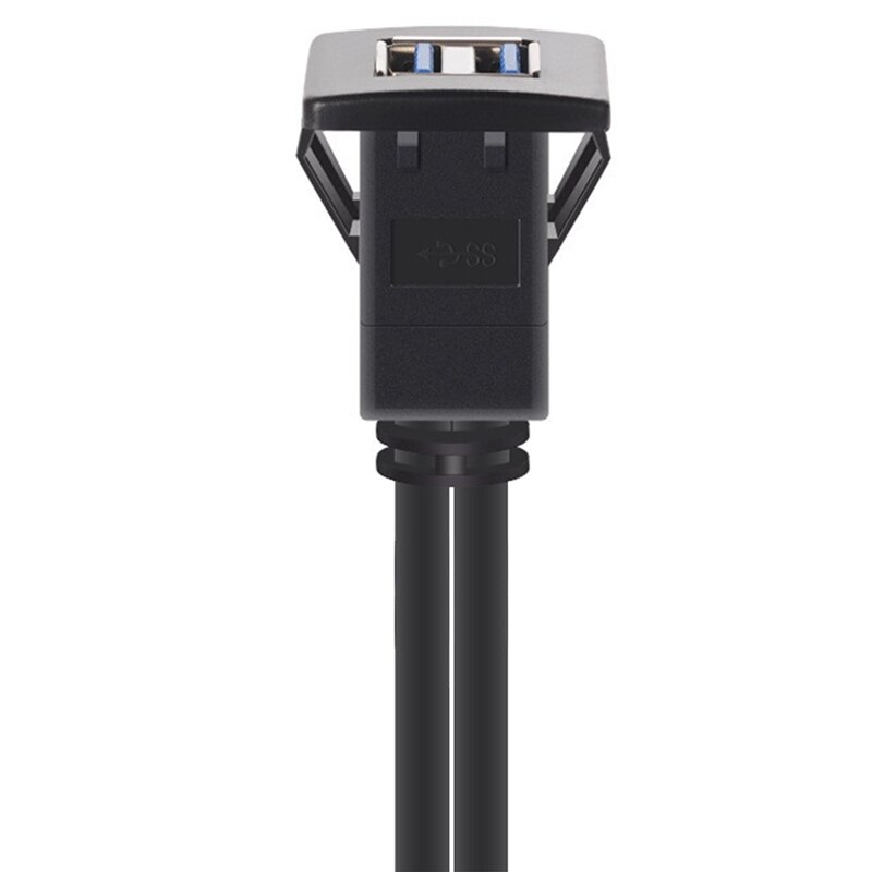 -Dual USB3.0 USB2.0 Male To Female Flush Mount Panel Dashboard Cable Shielded For Car Motorcycle