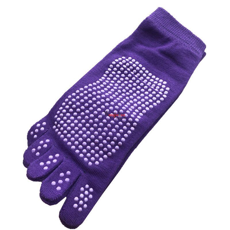 Calcetines de Yoga antideslizantes para mujer, medias deportivas separadas para los dedos, accesorios de ropa para las cuatro estaciones, transpirables, con punta dividida: Purple