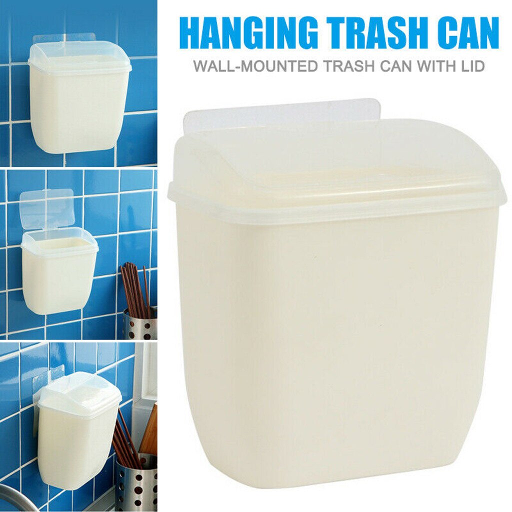 Waste Bin Kitchen Cabinet Door Hanging Trash Bin Trash Can Wall Mounted Trashcan for Bathroom Toilet Waste Storage#T2