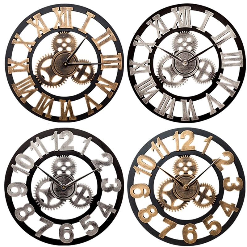 40/50Cm Vintage Stille Wandklok Arabische Romeinse Cijfer Slinger Klokken Voor Woonkamer Slaapkamer Keuken Office Home decor