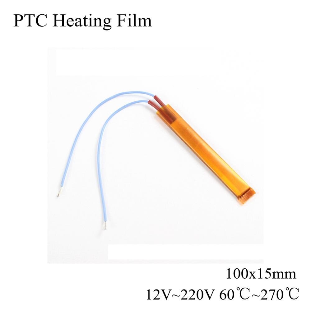 100x15mm 12V 220V PTC Heating Element Constant Thermostat Insulated Thermistor Ceramic Air Heater Plate Fan Heat Film 12 100 220