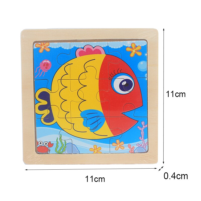 Kids Toys Cartoon Lovely Animal/Vehicle/Farm/Ocean Jigsaw Puzzle Wooden Toy Preschool Early Educational Learning for Children