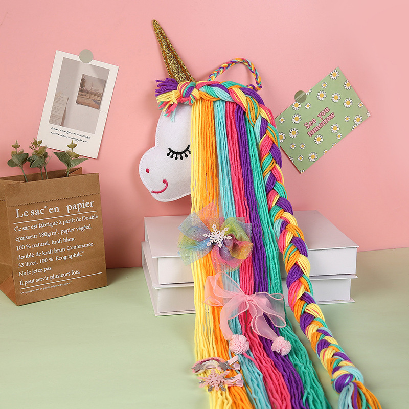 Organizador de accesorios para el cabello con forma de unicornio, horquilla, Clip para el pelo, tira de almacenamiento, accesorio colgante para habitación de niña