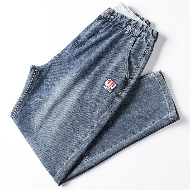 Bukser med lige ben plus størrelse brede jeans denim store lange mænd jeans efterår trend bukser løse