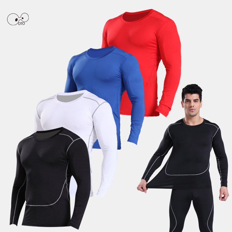 Quick Dry Compression Long Sleeves T Shirts Men Fitness Cycling Clothing Skinny Tights Bodybuilding Running Gym Tops Elasticity