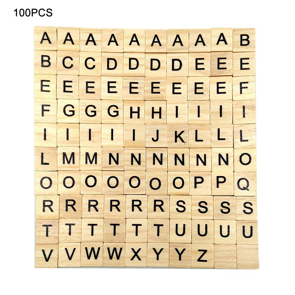 100Pcs English Letter Set Word Scrapbooking Scrabbled Number Alphabet Tile Early Education Wooden Letter Block Home DIY Crafting: B