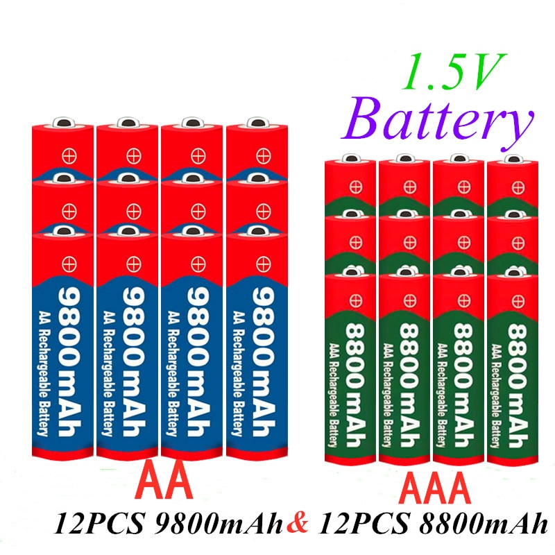 1.5V AAA 8800mAh Alkaline battery + 1.5V AA 9800mAh Alkaline Rechargeable battery aa&aaa for led light toy mp3