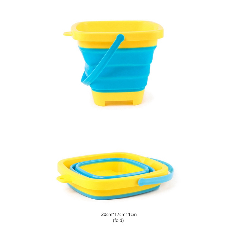 3PCS Foldable Bucket Foldable Pail Bucket Sand Buckets Silicone Collapsible Bucket for Kids Beach Play Camping 2L