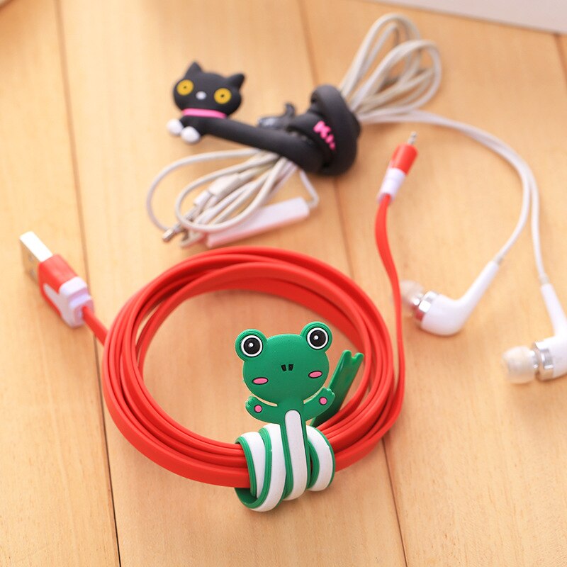 Cute USB Cable Winder Organizer Holder Cartoon Earphone Wire Management For IPhone11 12 Cable Tablet MP3 MP4 PC Electric Cord