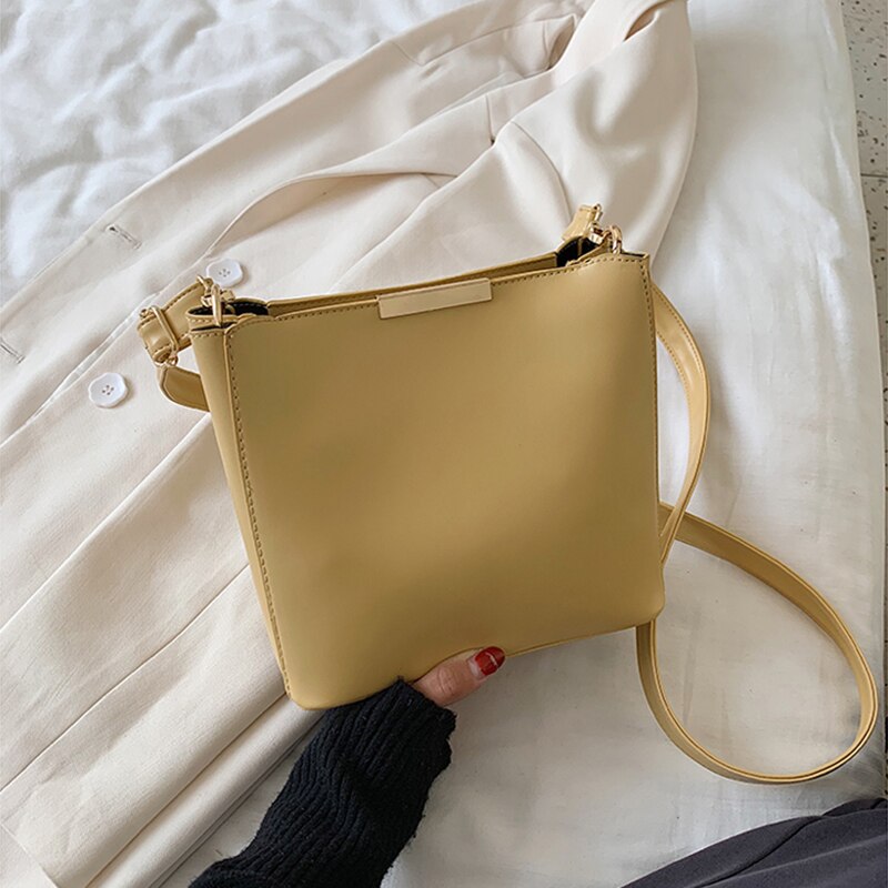 Female Messenger Bag Candy Color Female Shoulder Bag Set Literary Style Youth Bags Solid Color Temperament: yellow