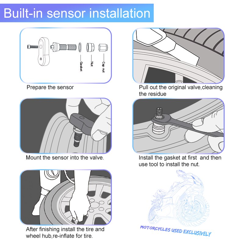 Alleen Voor Careud Ingebouwde Sensor Tpms M3 Motorfiets Draadloze Interne Sensor Th Kan Niet Vervangen Batterij 0-8 Bar