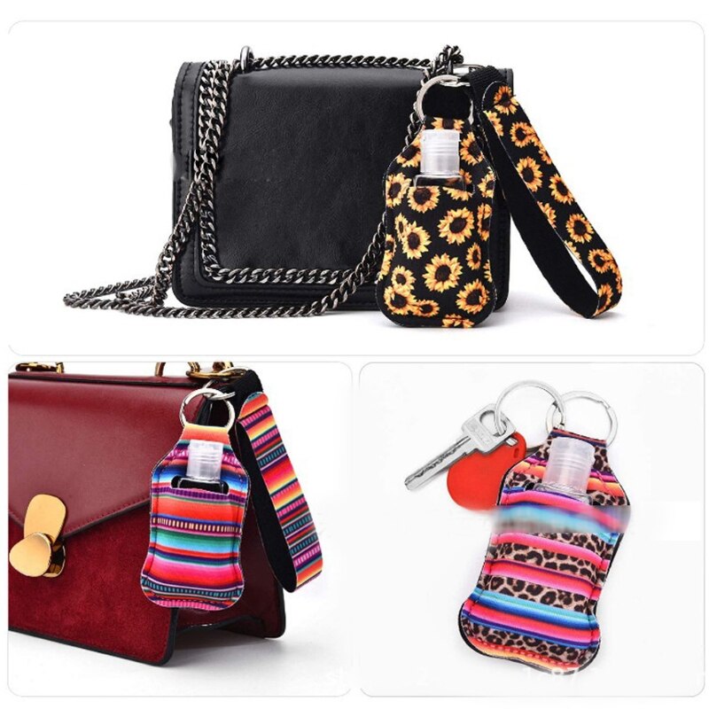 Draagbare 1 Oz Hervulbare Lege Reizen Flessen Met Sleutelhanger Houder Set Polsbandje Sleutelhanger Fles Container Met Flip Caps