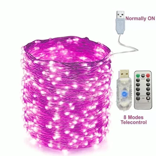 Guirnalda de luces Led USB, 5M/10M/20/30M, telecontrol, 8 modos, luces de Control remoto, guirnaldas de hadas, lámparas de decoración para bodas, Navidad y vacaciones