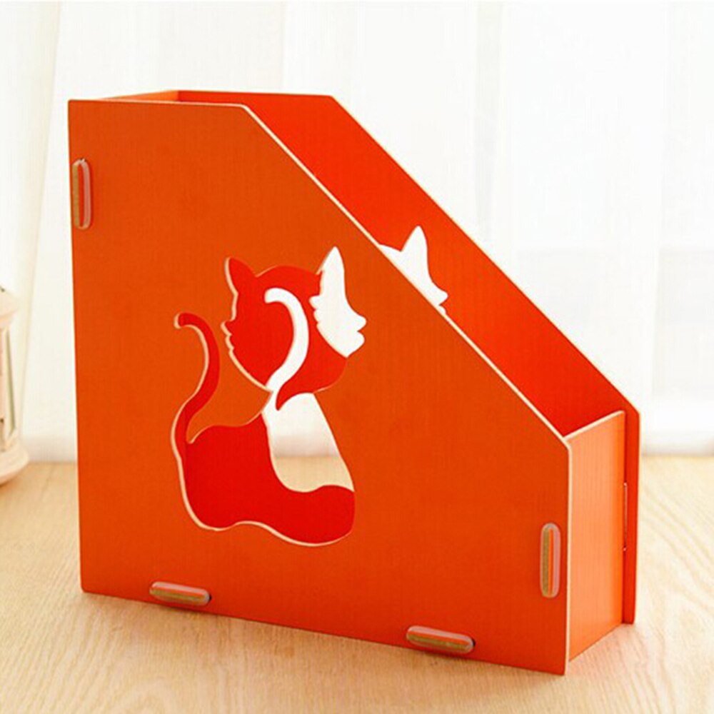 Home School Office Houten Afneembare Desktop Bestand Houder enkel Compartiment Bestand Houder Organizer Hollow-Out Kat
