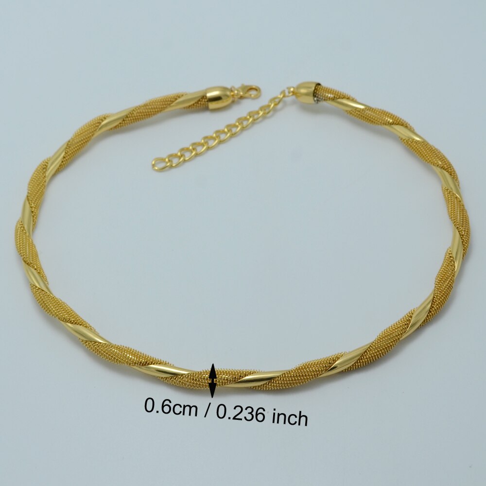 Anniyo 43CM + 7CM,Chokers Necklaces for Women Round Necklace Gold Color African Accessories #003706