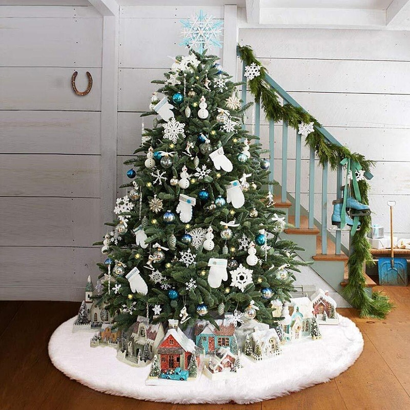 Sneeuw Pluche Kerstboom Rok Base Floor Mat Cover Xmas Vrolijk Kerstboom Ornament Kerstman Herten Voelde Kerstboom