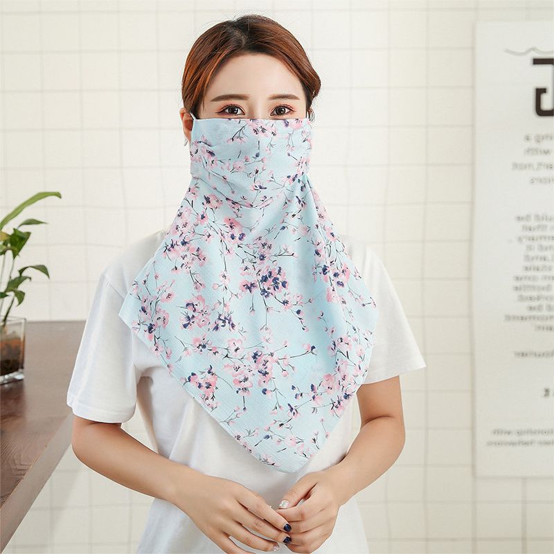 Zomer Dames Kleine Bloemen Lange Zonnebrandcrème Maskers Zomer Anti-Uv Sjaal Maskers