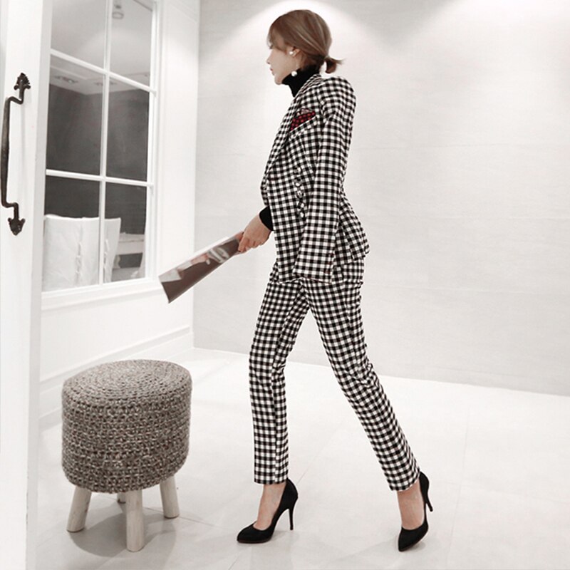 Autumn Winter Women Temperament Slim Thick Suit And Pencil Pant Work Style Trend Slim Pant Suit