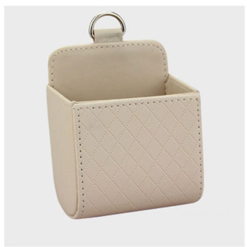 Pu Leer Auto Vent Outlet Vuilnis Doos Auto Mobiele Telefoon Houder Opbergtas Organizer Auto Opknoping Box Auto Styling Tas: Beige