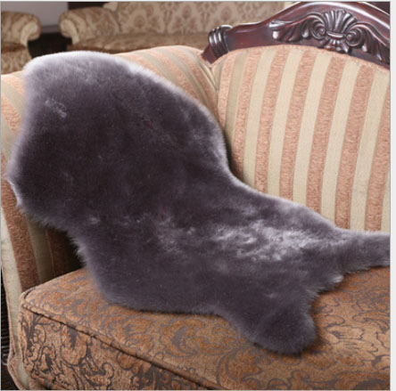 Cubierta para silla de piel de oveja sintética, cojín suave para sofá, alfombra, cojín de péndulo peludo, Color sólido, piel y pelo, alfombras esponjosas, manta para dormitorio: Gris