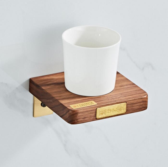 Juego de accesorios de baño, toallero, soporte de papel, barra de toalla, estante de esquina, soporte para escobilla de baño, Set de accesorios de baño dorado cepillado: tooth brush holder