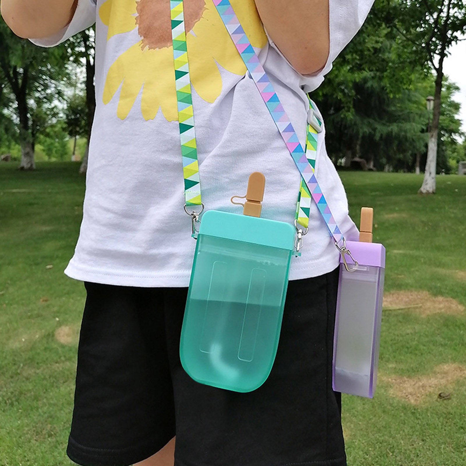 Leuke Zoete Ijs Water Fles Plastic Flessen Water Kids Water Met Stro Fles Anti-Val Creatieve Draagbare Popsicle cup