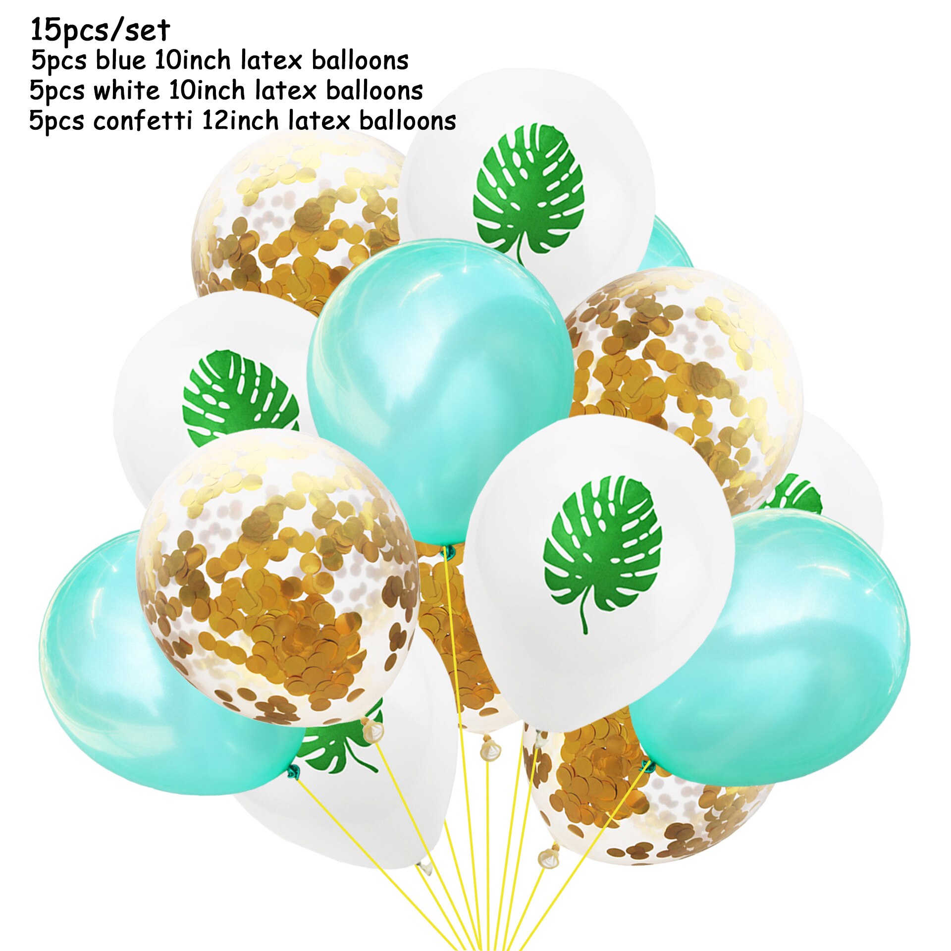 15pcs/set Flamingo Latex Balloons Decoration 12inch Confetti Animal Balloon Happy Hawaiian Baloes for Kids Birthday Party Favors: 15pcs E