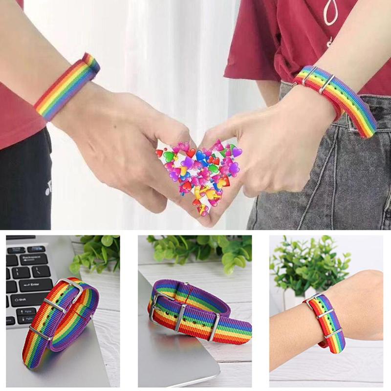 Regnbågsarmband män kvinnor par vänskap band nylonkrage punk lgbt pride kvinnor pride armband smycken