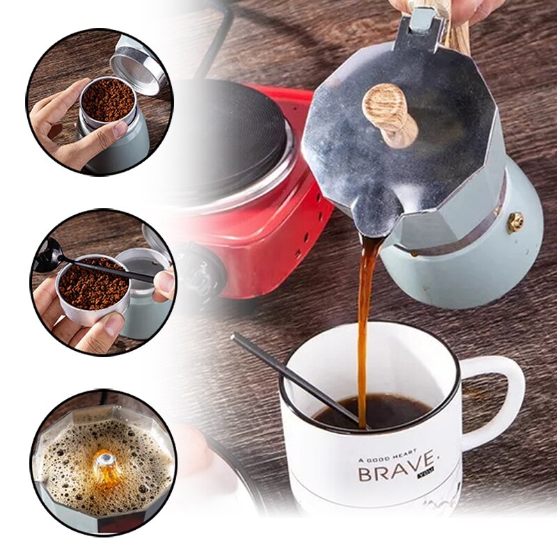 150ml 300ml Moka Coffee Maker Aluminum Mocha Espresso Percolator Pot Coffee Maker Pot Stovetop Coffee Maker Home Kitchen