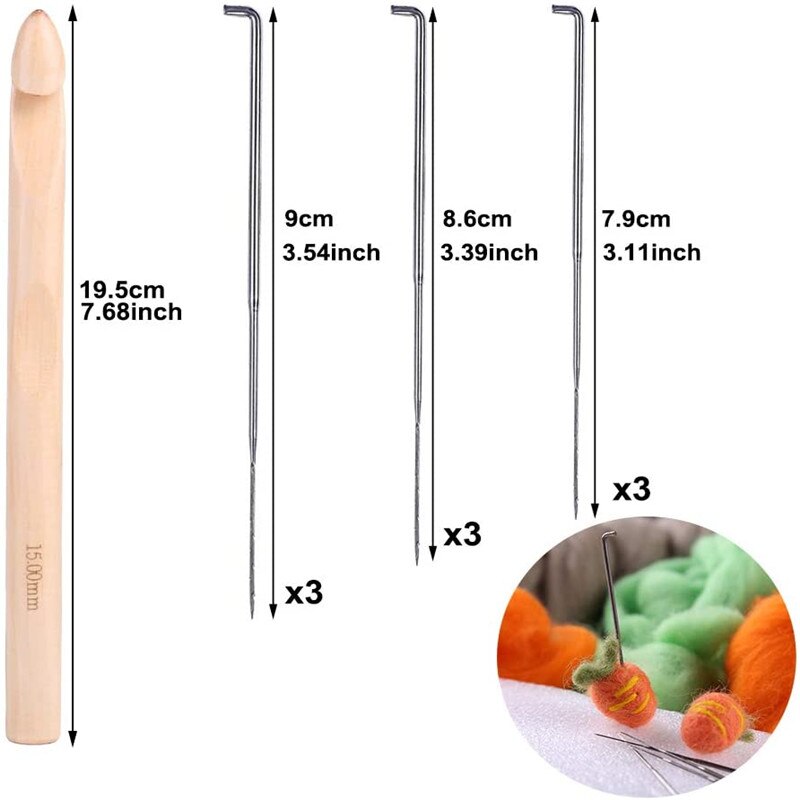 Nonvor Wool Roving Felt Needle Starter Yarn Roving Kit Spinning Handicraft Needlework Accessories Spinning Weaving Doll Making