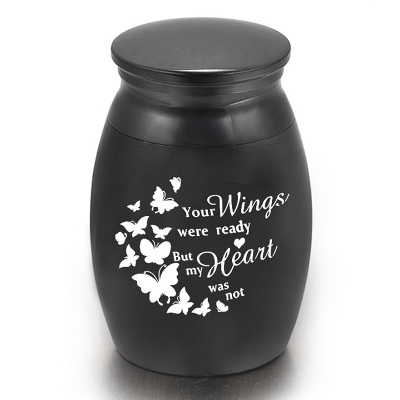 Cremation Ashes Urn Keepsake Casket Columbarium Pet Memorials Mini Size Pet Supplies Black Alloy Pet Urns for Dog Cat Bird Mouse: 04