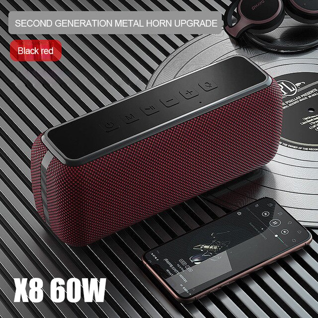 Xdobo X8 60W Bluetooth Speaker Voice Assistent Kolom Draagbare Speaker Met Diepe Bass Soundbar Subwoofer IPX5 Type-C waterdicht: Red