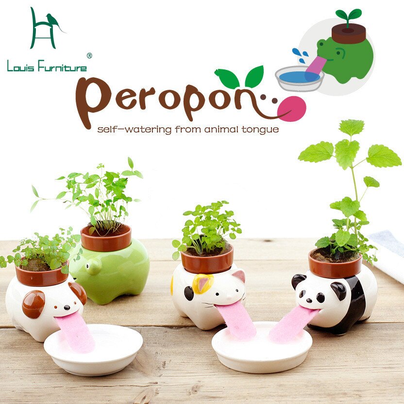 Louis Small Potted Plants Green Tabletop Cute Little Mouths Tongue Water Sprouting