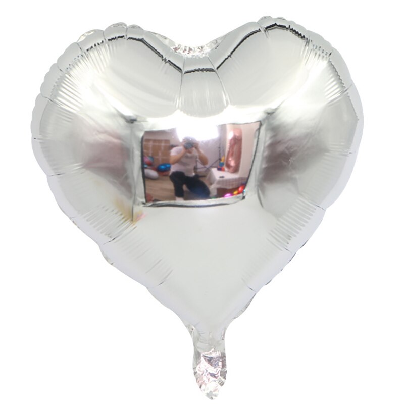 Globos románticos de boda de 18 pulgadas con forma de corazón, globo de aluminio, decoración boda inflable, de cumpleaños, globo de helio: SILVER