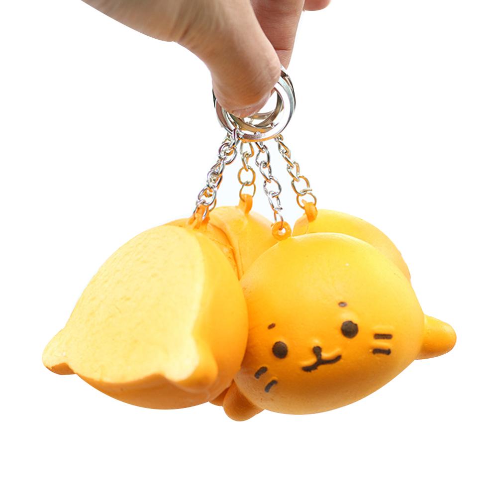 1pcs Cute Facial Expression Colorful PU Simulation Soft With Bread Cord PU Relieve Stress Healing Toys