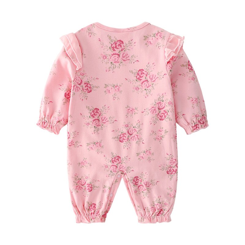 Bloemen Lint Pasgeboren Baby Meisje Kleding Ruches Lange Mouwen Prinses Jumpsuit Lente Baby Meisjes Bodysuit + Hoeden