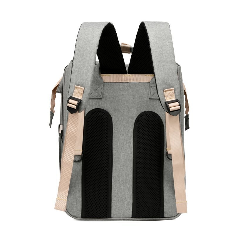 Bolsa de pañales para cama, de cuna, bolso de momia desmontable, impermeable, mochila de pañal de tela, almohadilla cambiante y ganchos