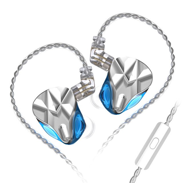 KZ ASF 10 Balanced Armature Driver HIFI In Ear Earphone DJ Monitor Earbud 10BA Noise Cancelling HeadsetKZ ZAX ASX ZSX TRN BA5 BA: Blue with mic